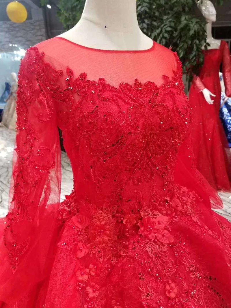 Красное бальное платье для невесты LSS476 вечерние платья со шлейфом круглым