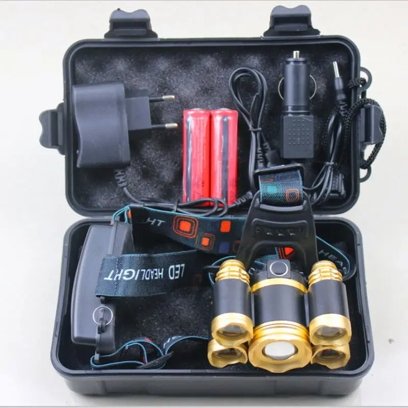 Yunmai 5 LED налобный фонарь новый T6 + 4 * XPE фара 20000 люменов светодиодная для кемпинга