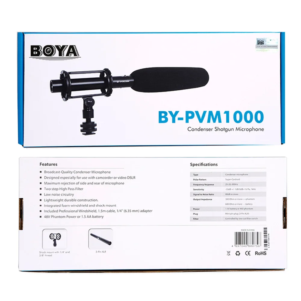 BOYA BY-PVM1000 Pro конденсаторный интервью микрофон для видеокамера и видео камеры 5D2 6D