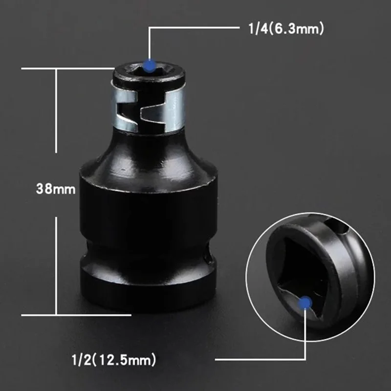 

1/2 Square To 1/4 Hex Shank Female Telescopic Socket Adaptor Drill Chuck New