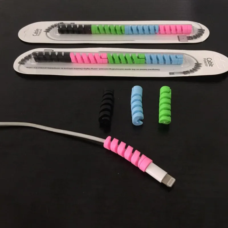 4 шт./компл. спиральный силиконовый USB протектор для кабеля передачи данных
