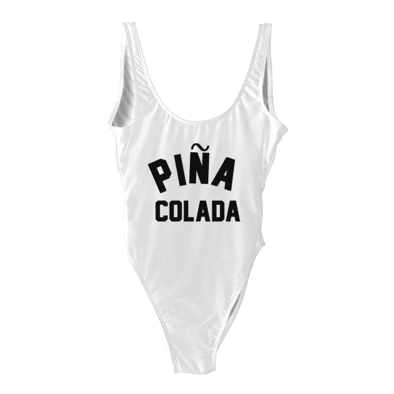 Слитный купальник PINDA COLADA с буквенным принтом женский бикини монокини черный