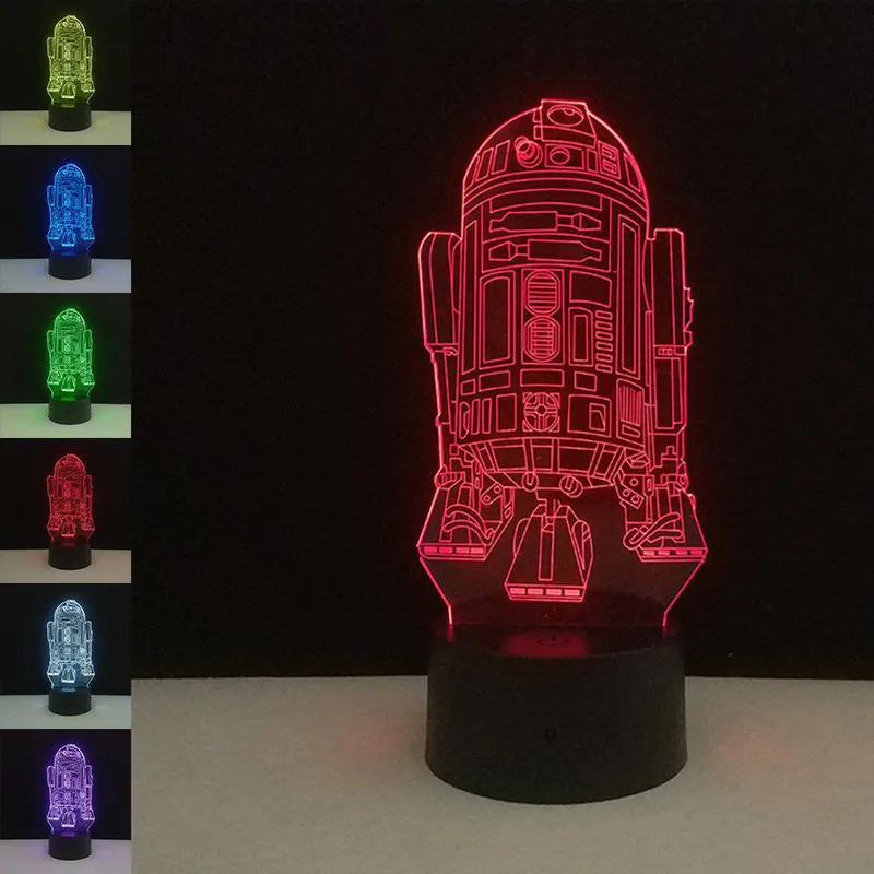 R2DA 3D Звездные войны светится в темноте игрушки Дарт Вейдер светодиодный визуальный светильник 7 цветов Luminaria Рождество Домашний Декор дети подарки на день рождения - Цвет: R2DA