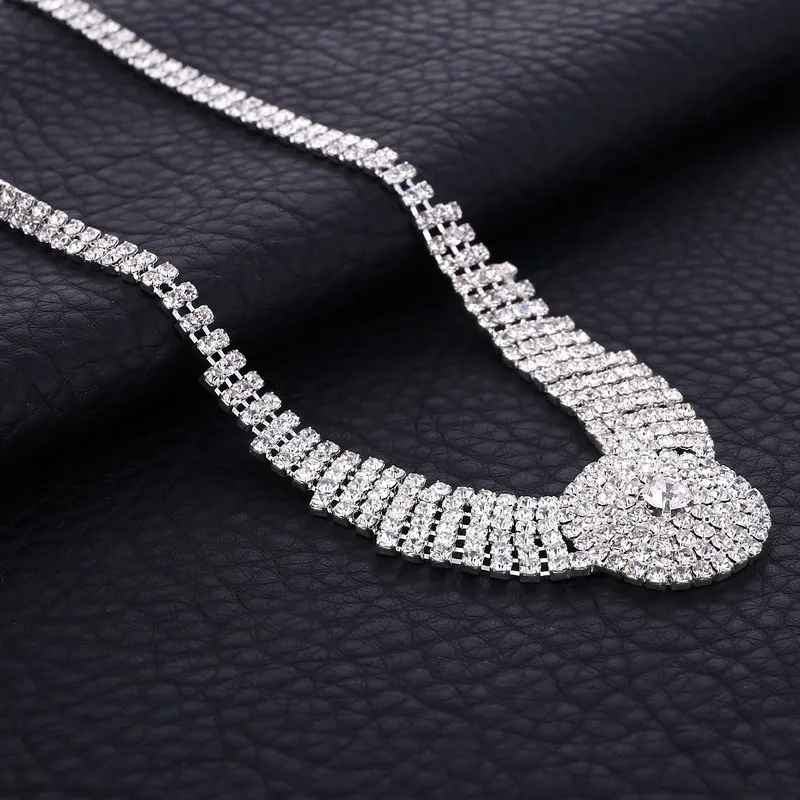 Комплект ювелирных украшений колье и серьги с кристаллами фианитами | Украшения