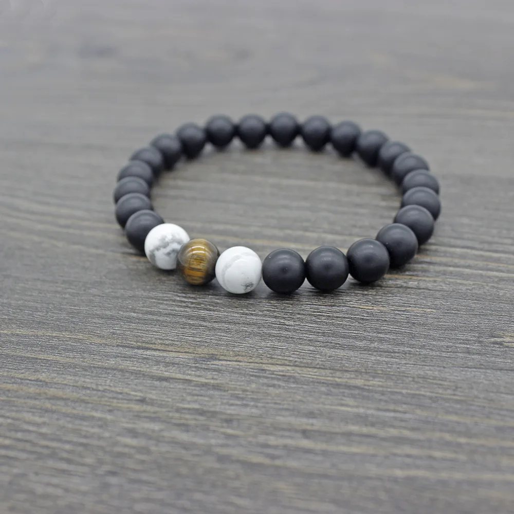 Howlite тигровый глаз черный камень энергетические бусины браслет лечебный баланс