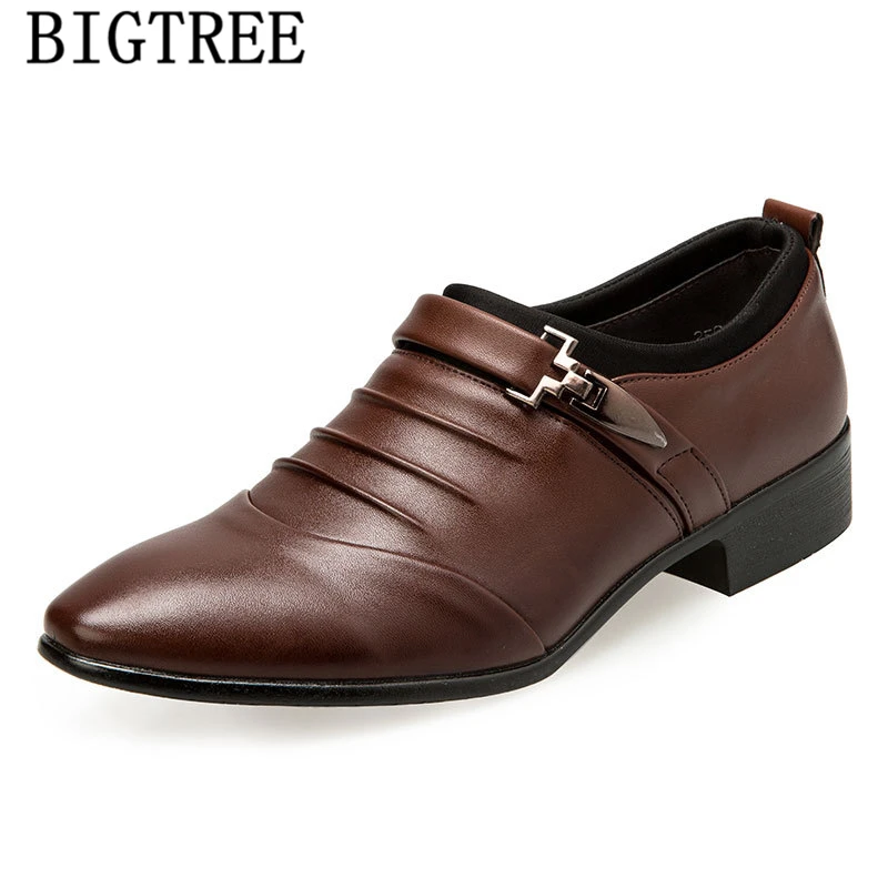 Классическая обувь мужская кожаная деловая лоферы платья большие размеры Sepatu