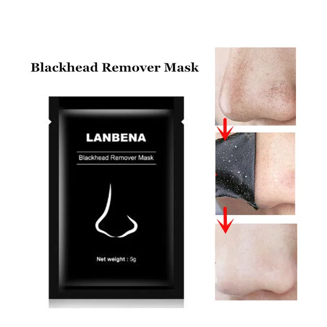 Black mask 5g X 5pcs LANBENA, стиль, маска для удаления черных точек, маска для носа, полоска пор, черная маска, пилинг, лечение акне, черное глубокое очищение кожи, уход, Корея - Цвет: Black mask 5g X 5pcs