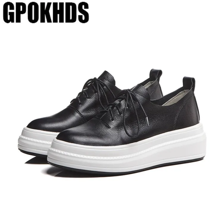 GPOKHDS/; женские модные кроссовки из коровьей кожи; цвет желтый; сезон осень-весна; Вулканизированная обувь; повседневные кроссовки на платформе; размеры 34-40