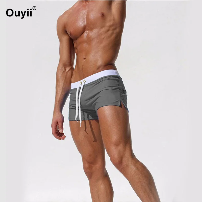 2019 New Swimming Trunks Men's Straps Quick-drying Beach Shorts Summer Fashion Solid Color Pants | Спорт и развлечения