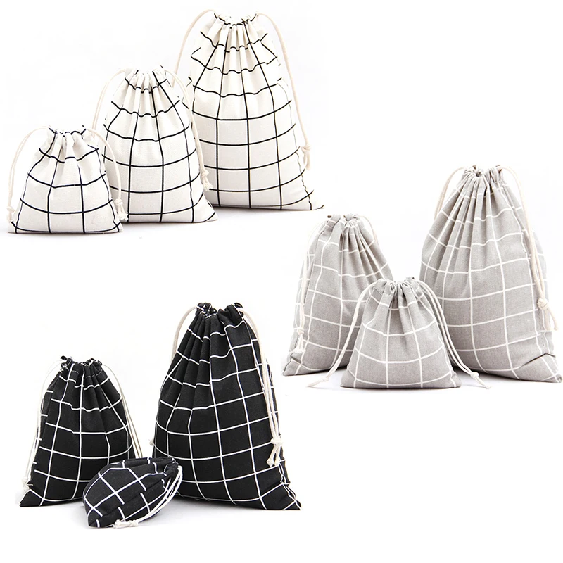 Модные Белые Серые Черные натуральные льняные сумочки на шнурке для свадебных