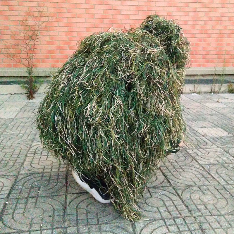 Ghillie костюм шляпа ручной работы Вязание джунгли камуфляжная сетка 80X90 см для
