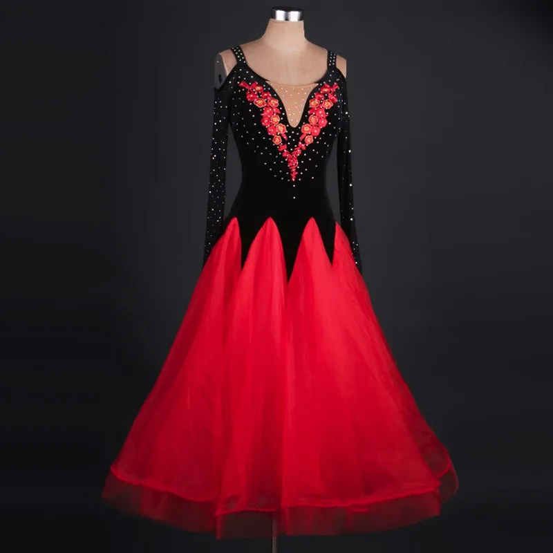 Женское элегантное платье для бальных танцев с вышивкой| |