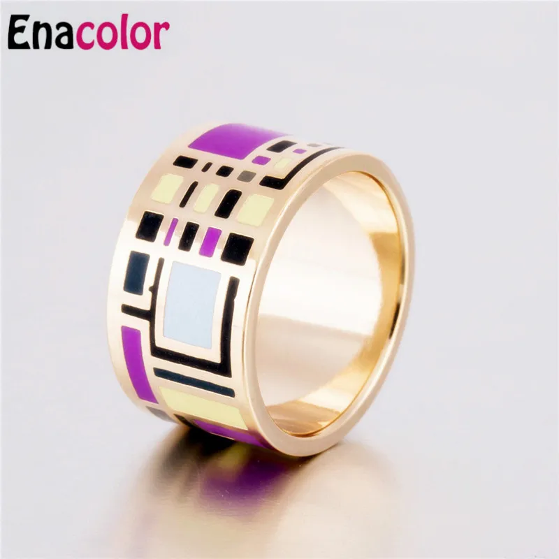 Enaccolor этнические кольца геометрическое кольцо с фиолетовой эмалью из