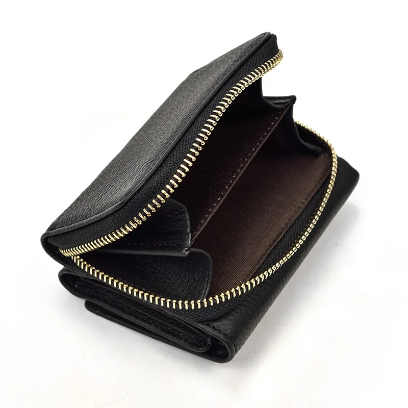 Johnature 2020 New Genuine Leather Casual Tri fold Short Men Womens Wallets And Purses Multi card position Cowhide Small Wallet|Мужские