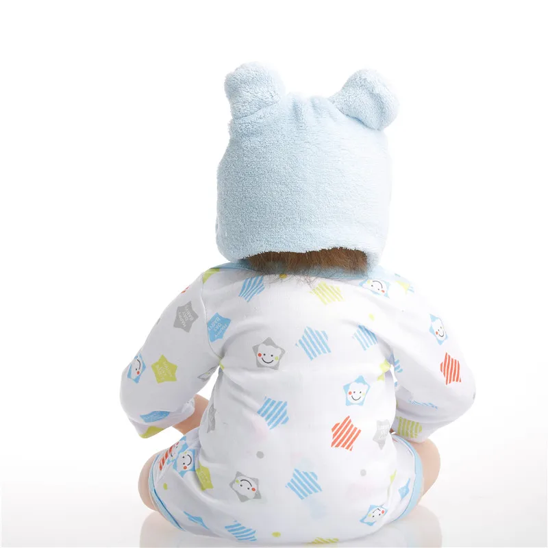 Силиконовая кукла SanyDoll baby reborn Реалистичная Кукла 22 дюйма 55 см милая синяя шапка