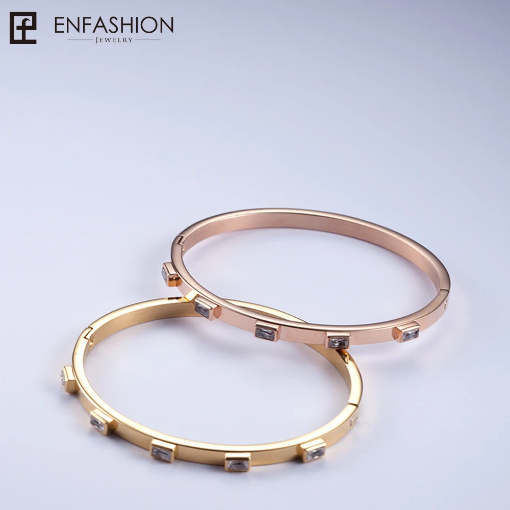 Enfashion Браслет манжета с кристаллами циркония браслет из нержавеющей стали