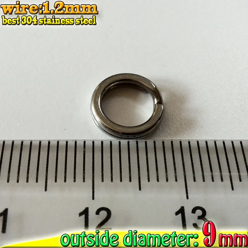 

fishing split ring size:wire1.2mm*OD9mm quantity 200pcs/lot 304stainlesssteel Specializing in the productionquality first-class