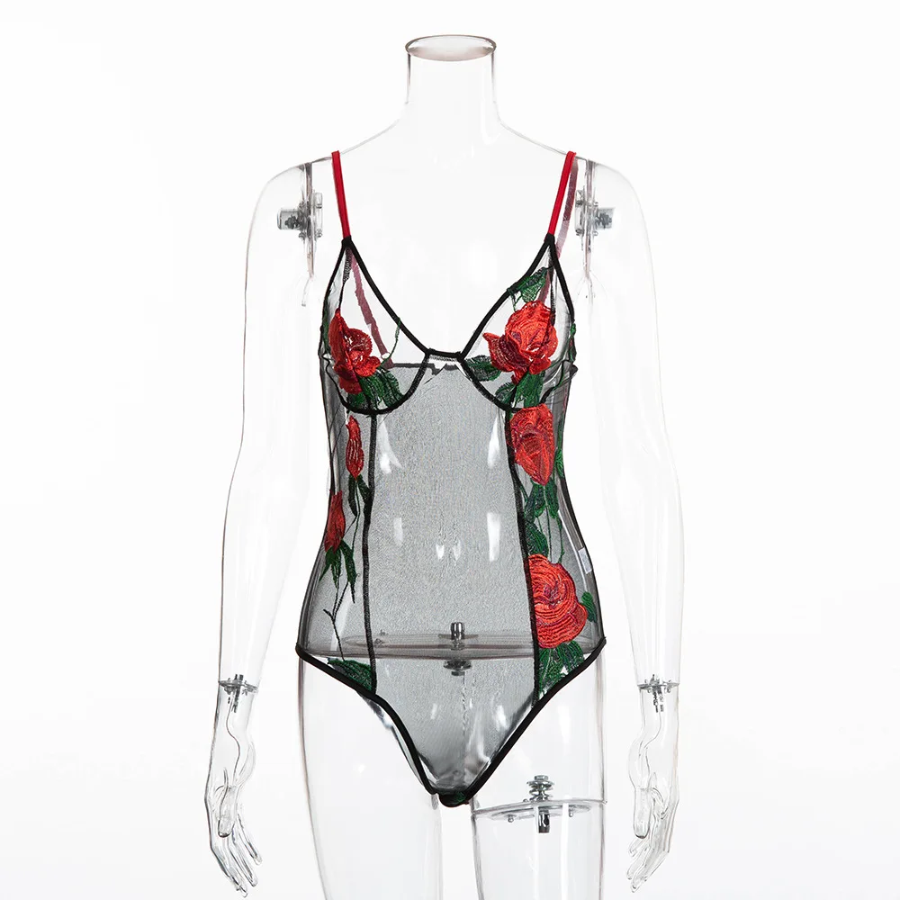 Женский сетчатый комбинезон с вышивкой 2019|Боди| |