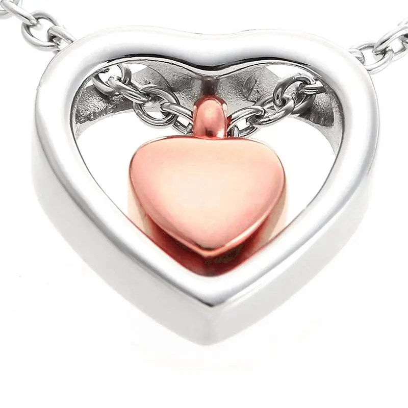 Double Heart Rose Gold Cremation Urn Necklace Pendant Funnel Fill Kit Keepsake Memorial Ashes | Украшения и аксессуары