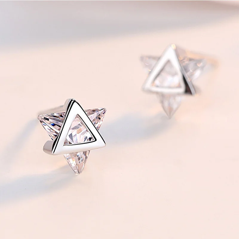 Женские треугольные серьги гвоздики из серебра 925 пробы|Серьги-гвоздики| |