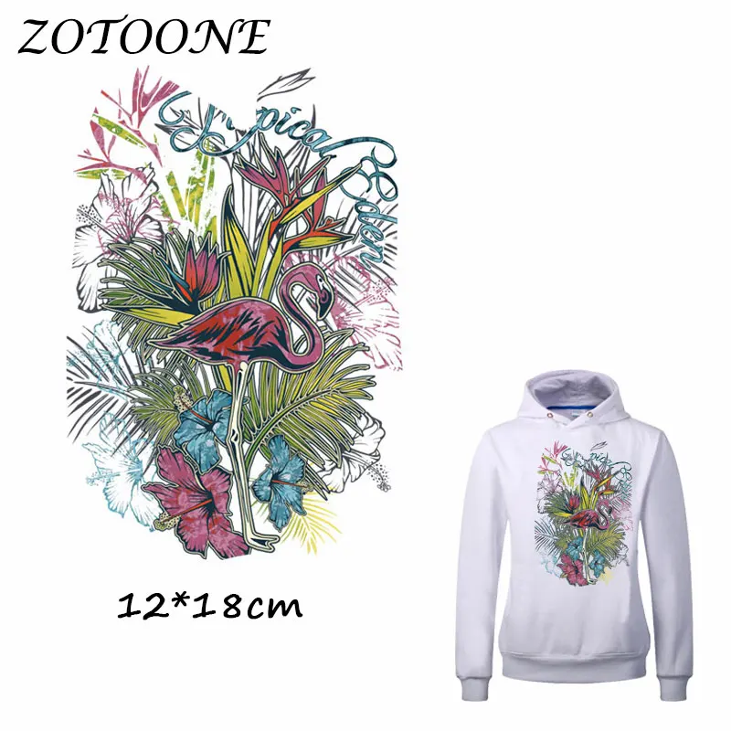 

ZOTOONE Cool Pretty Flamingo Patch for Clothes T Shirt Ironing on Patches Stickers DIY Heat Transfer Accessory Washable Applique