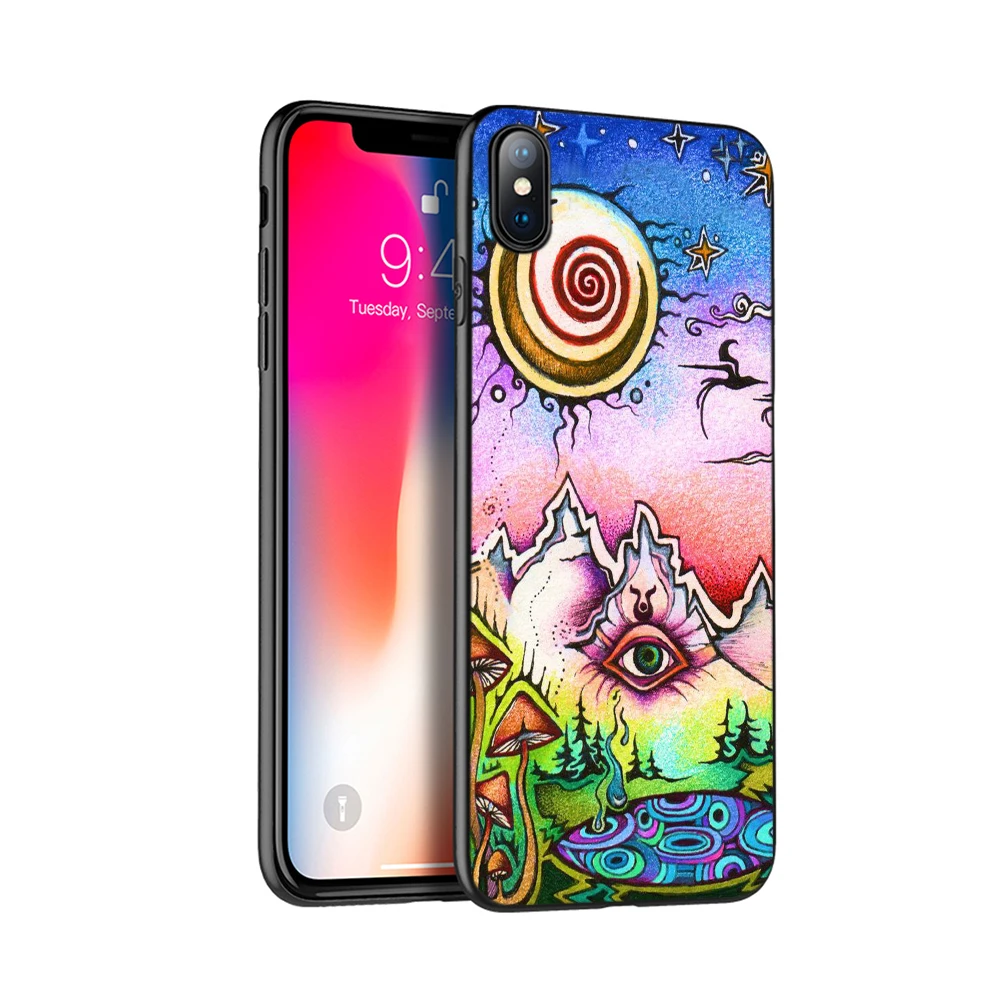 Черный чехол из ТПУ для iphone 5 5s SE 2020 6 6s 7 8 plus x 10 XR XS 11 pro MAX в стиле хиппи