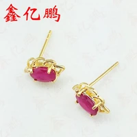 xin yi peng 18 k yellow gold inlaid natural ruby stud earrings women earrings generous