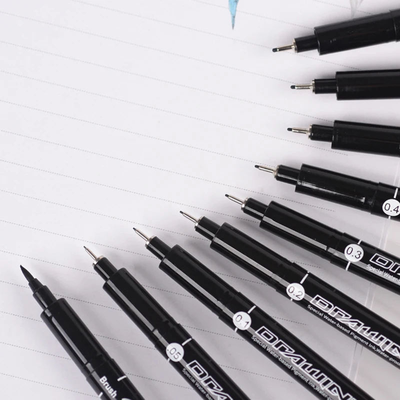 Genvana 2 шт. ручка Pigma micron ход крючок линия ручной работы игольчатый наконечник графическая ручка dawing liner fineliner Sketching Art маркеры