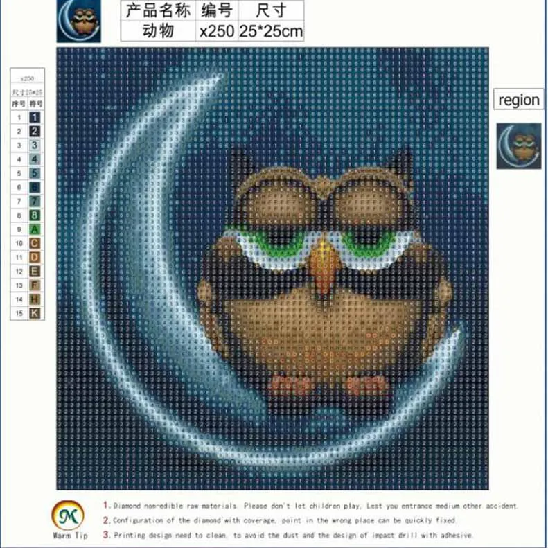 FineTime 5d алмазная картина в виде животных полная круглая дрель сова diy мозаика daimond