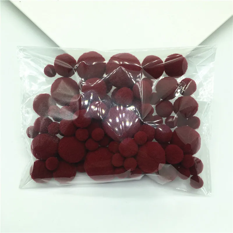 C27 Wine Red 20 г смешанные размеры разноцветные помпоны из меха DIY мягкие помпоны Свадебные украшения/аксессуары для шитья на ткани от 8 мм до 30 мм - Цвет: C27 Wine Red
