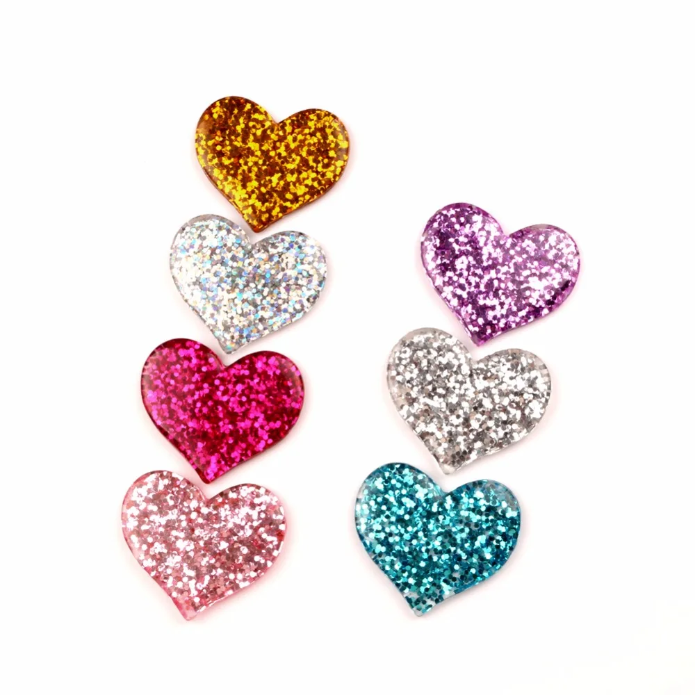 

20Pcs Resin Bling Heart Decoration Crafts Cute Kawaii Beads Flatback Cabochon Embellishments For Scrapbooking DIY Accessories