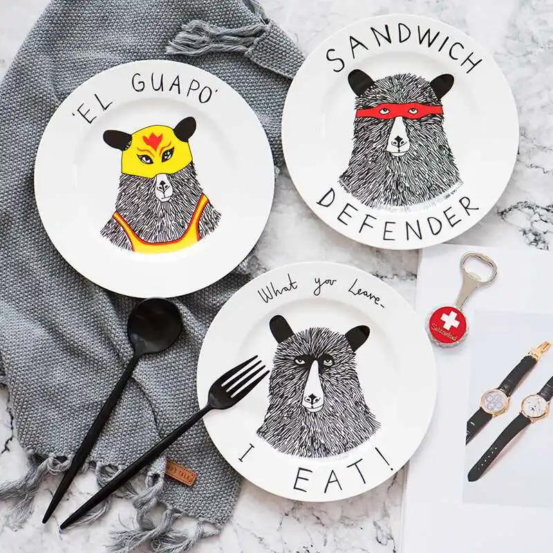 Керамические тарелки 8 дюймов креативные блюда в западном стиле с мультяшным