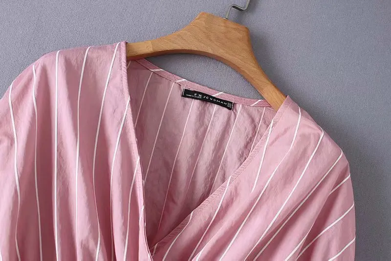 Женское популярное пальто в полоску с V образным вырезом|Майки| |