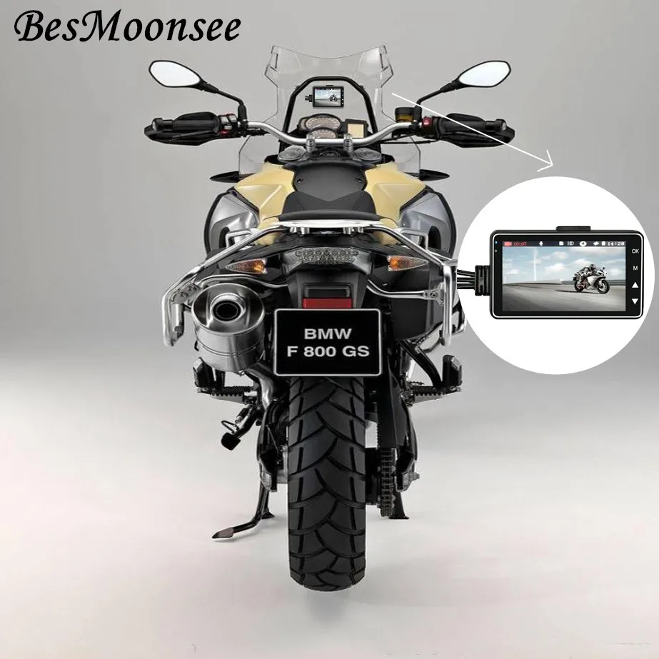BesMoonsee 3 дюйма Экшн камера для мотоцикла DVR HD видеорегистратор DashCam