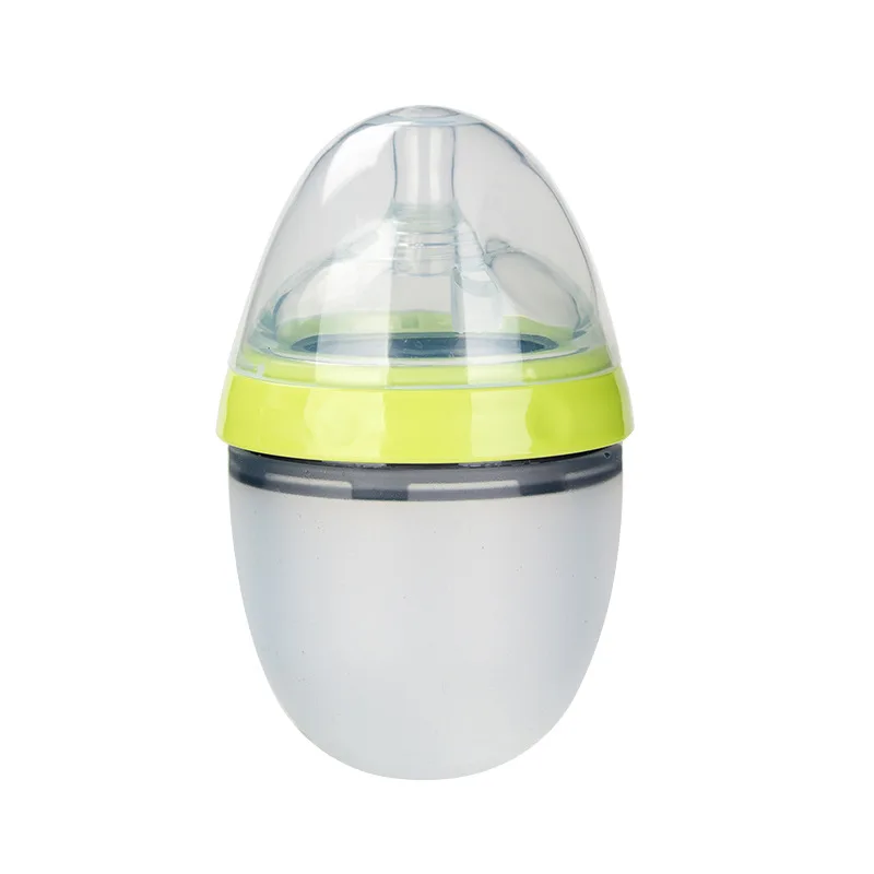 Green 150ML 150 мл \ 250 мл бутылочка для кормления пищевой силикон анти-горячие детские бутылочки для кормления широкий рот удобный для кормления ребенка - Цвет: Green 150ML