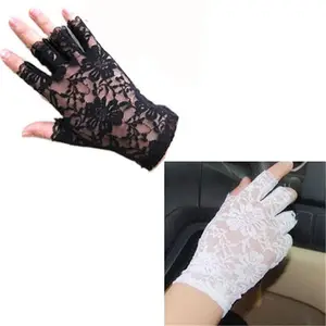 Imported Womens Sexy Dressy Lace Gloves Sunscreen Short Gloves Fingerless Lace Driving Gloves Spring And Summ