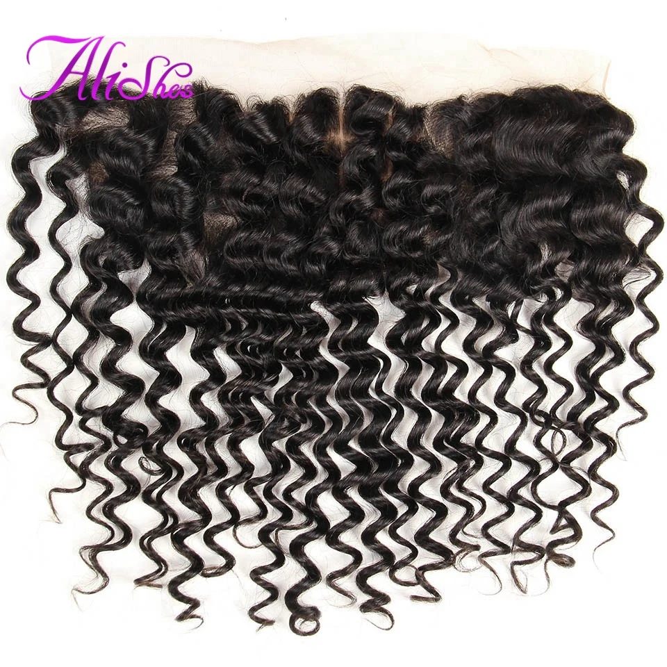 Малазийские кудрявые волосы на сетке Фронтальная застежка 13*4 человеческие от