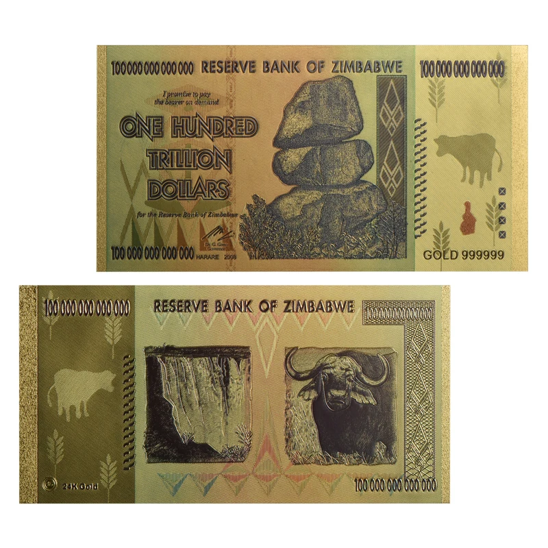 10 шт. WR золотые банкноты красочные Зимбабве 100 триллиона копия доллара Money с Cerfiticate