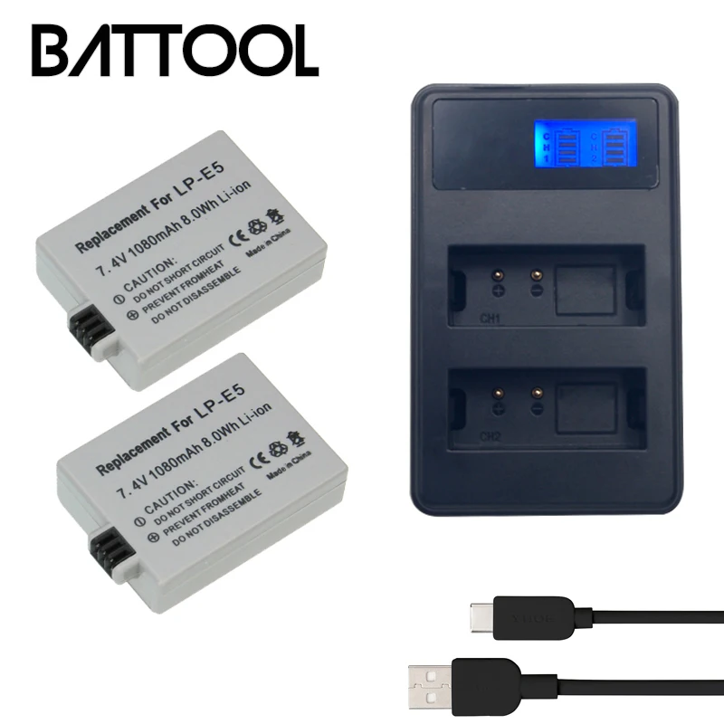2x bateria LPE5 LP E5 батарея + двойное зарядное устройство для Canon 450D 500D 1000D Kiss X2 X3 F Rebel XSi Xli