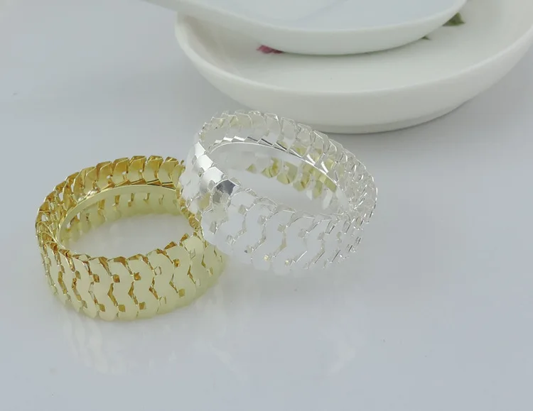 

50pcs/lot Golden napkin ring hollow metal napkin ring napkin ring wide silver plated