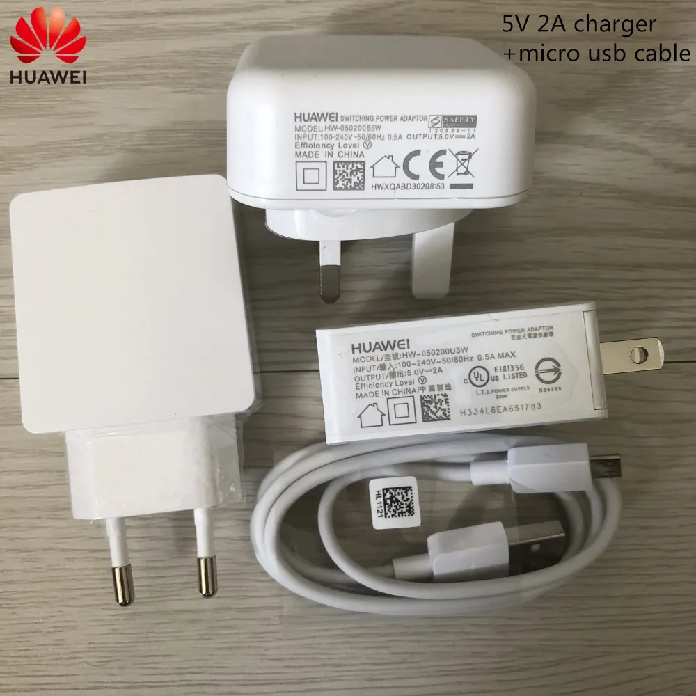 Оригинальное зарядное устройство для Huawei 5 В 2 А USB EU US UK 1 м Micro 0 кабель передачи