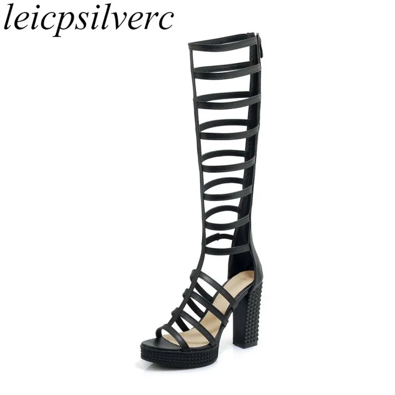 Женские босоножки на очень высоком каблуке Пляжная обувь из искусственной кожи