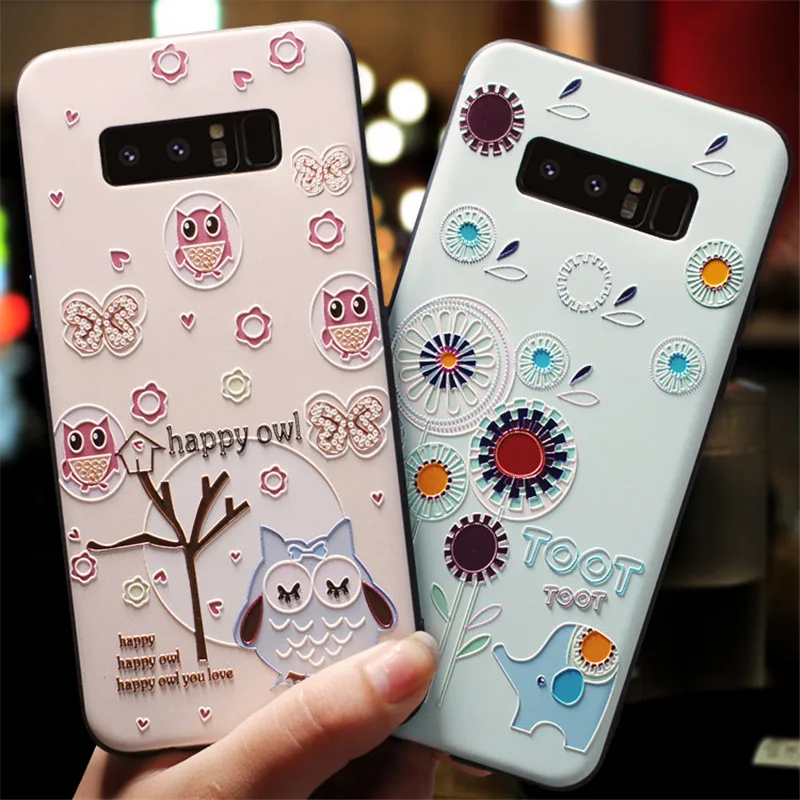 beautiful flowers rose cute cat owl elephant hard silicon case For Samsung Galaxy Note5 N9200 Note 8 N9500 |