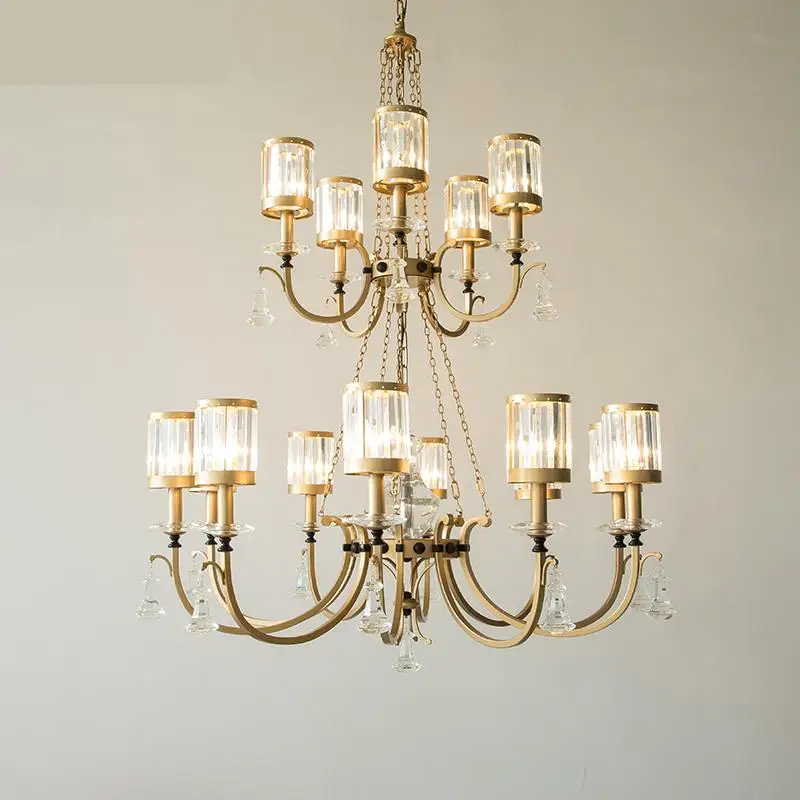 Большой хрустальный абажур подвесная люстра гостиничный светильник винтажная