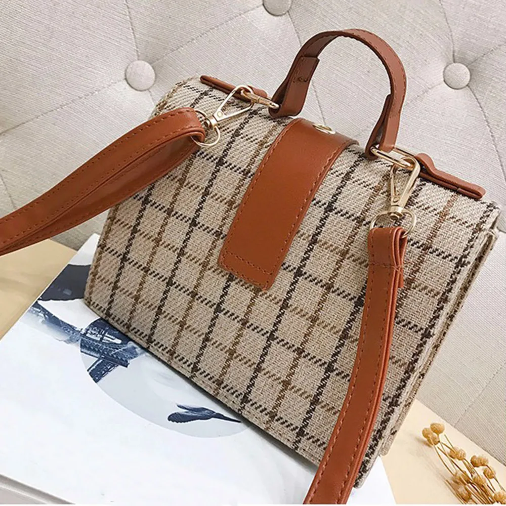 Женские сумки модные клетчатые полосатые рандомные через плечо с пряжкой