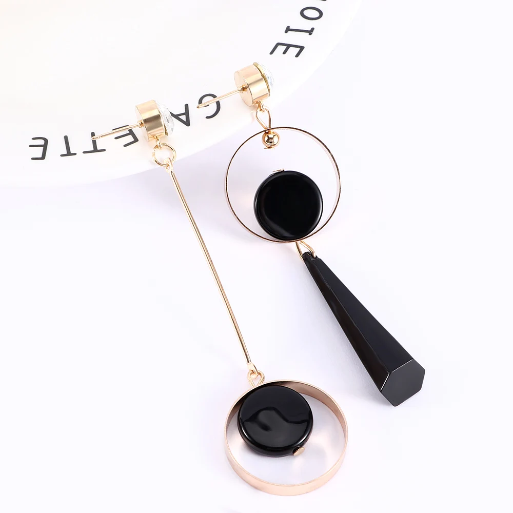 Модные асимметричные серьги с золотыми стразами для женщин элегантные