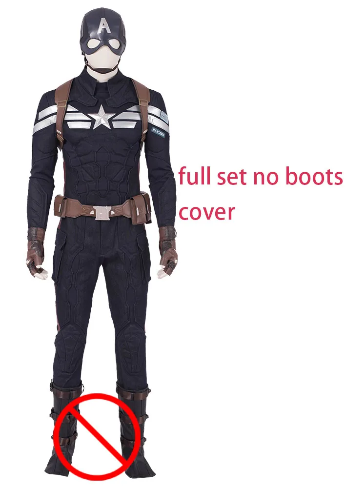 no boots cover Мстители эндгейм Капитан Америка Косплей костюм Мстители 4 Стива костюм Роджерс полный комплект костюм для Хэллоуина - Цвет: no boots cover