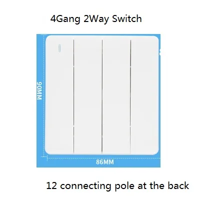 4gang 2way Настенный выключатель Bull, белая панель, 1 банда, 2 банды, 3 банды, 4 банды, 1Way, 2Way, 3Way, 4Way, настенный светильник, 3 отверстия, 5 отверстий, розетка - Цвет: 4gang 2way