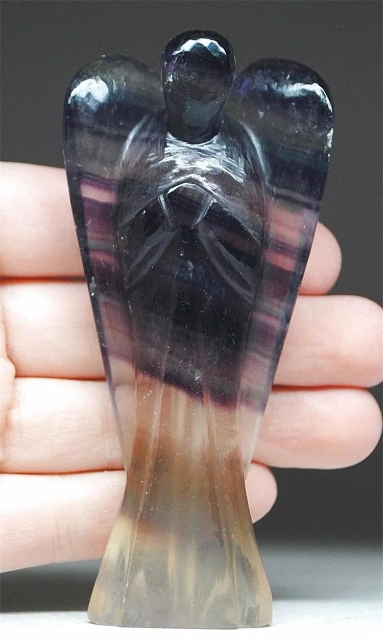 

100Mm Rainbow Fluorite Standing Angel Sculpture - Healing Crystal YL-J0720