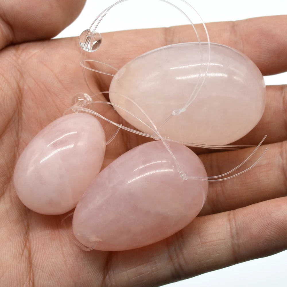 Нефритовое яйцо с отверстиями для упражнений натуральный розовый кварц Йони